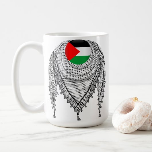 Mug Keffiyeh Écharpe palestinienne tissu traditionnel (Avec donut)