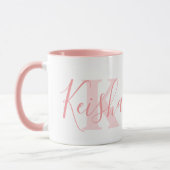 Mug Keisha nom signification et monogramme de texte ro (Gauche)