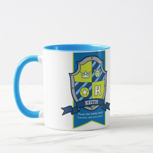 Mug Keith lettre K crête bleu vert nom signifiant muet (Gauche)