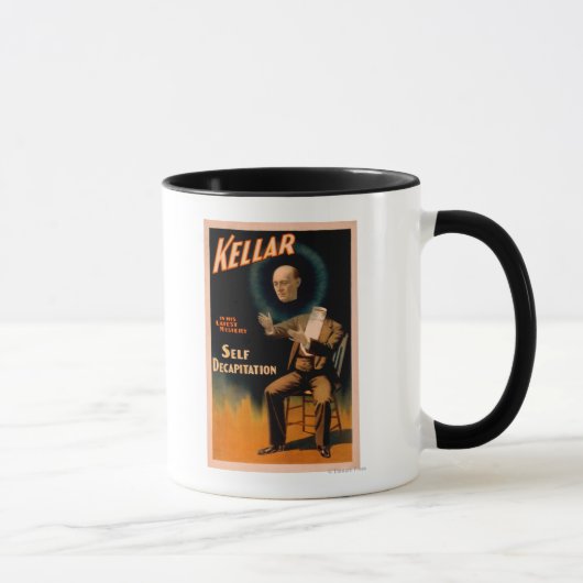 Mug Kellar exécutant la magie de l'auto-décapitation (Droite)
