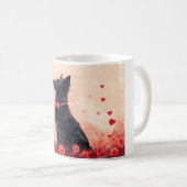 Mug Kelpie australien avec des roses - Saint-Valentin (Devant droit)