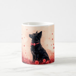 Mug Kelpie australien avec des roses - Saint-Valentin