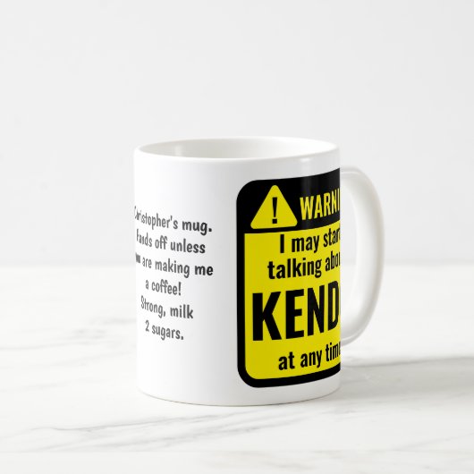 Mug Kendo Funny Personalized Warning (Devant droit)