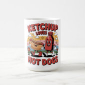 Mug Ketchup Aime Les Chiens Chauds - Drôle Retro Carto (Centre)