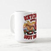 Mug Ketchup Aime Les Chiens Chauds - Drôle Retro Carto (Devant gauche)