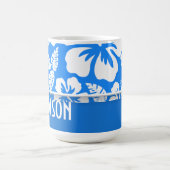 Mug Ketmie tropicale bleue azurée ; Personnalisé (Centre)