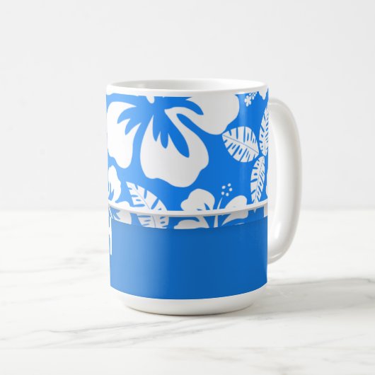 Mug Ketmie tropicale bleue azurée ; Personnalisé (Devant droit)