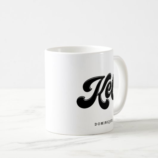 Mug Keto Black Retro Typographie de script personnalis (Devant droit)