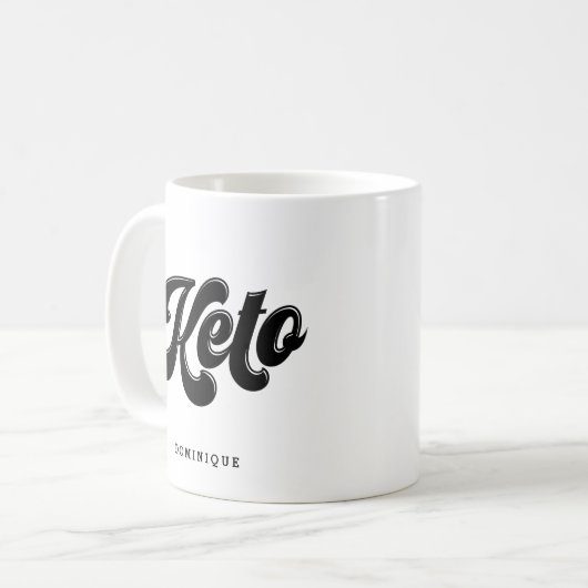 Mug Keto Black Retro Typographie de script personnalis (Devant gauche)