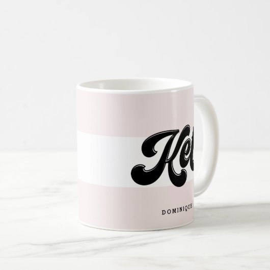 Mug Keto Black Retro Typographie de script rose (Devant droit)