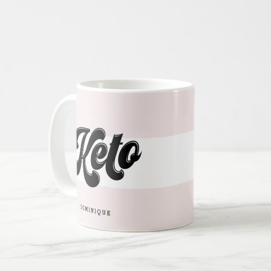 Mug Keto Black Retro Typographie de script rose (Devant gauche)