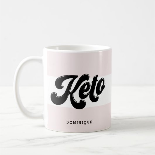 Mug Keto Black Retro Typographie de script rose (Gauche)