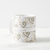 Mug Khaki Brown Linked Heart Art Personnalisé (Devant gauche)