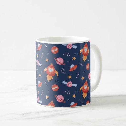 Mug Kids Space Pattern with Rockets & Planets (Devant droit)