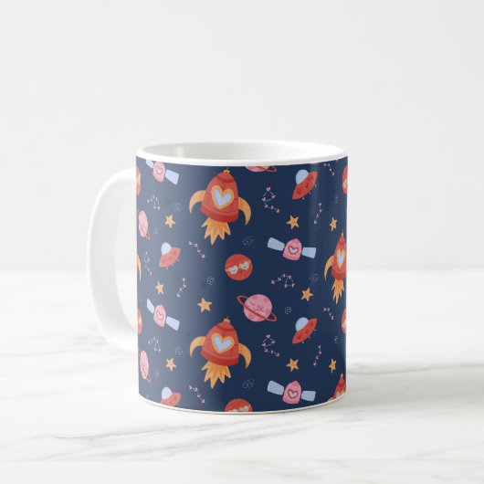 Mug Kids Space Pattern with Rockets & Planets (Devant gauche)