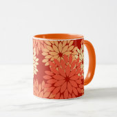 Mug Kimono Floral Moderne Impression, Mandarin Orange (Devant droit)