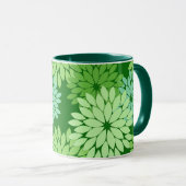 Mug Kimono floral moderne Impression, Vert citron (Devant droit)