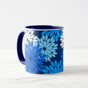 Mug Kimono floral moderne Imprimer, bleu, aqua et mari