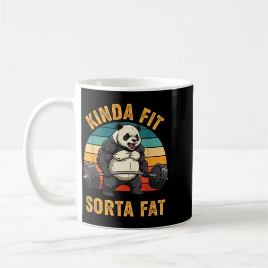 Mug Kinda Fit Sorta Fat Funny Gym Panda Weightlifting  (Gauche)