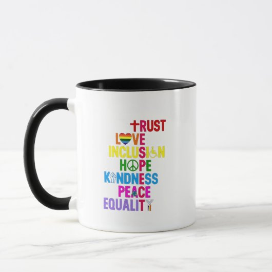 Mug Kindness Peace Equality Love Inclusion Hope (Gauche)