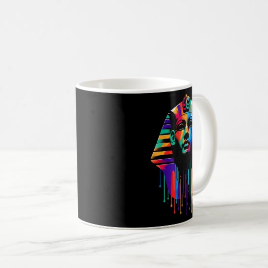 Mug King Tut. Tutankhamun Minimalist Vibrant Style Chr (Devant droit)
