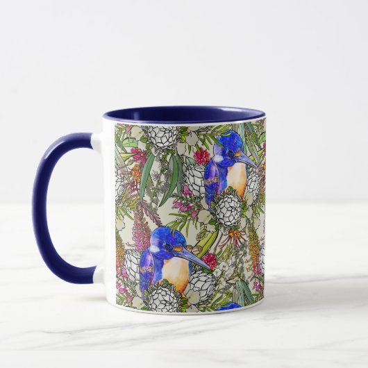 Mug Kingfisher et Fleurs amérindiennes australiennes (Gauche)