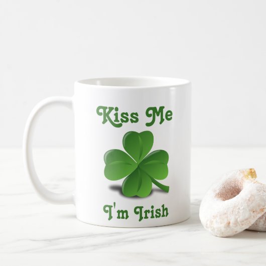 Mug "Kiss Me I m Irish" Saint Patrick, Shamrock (Avec donut)