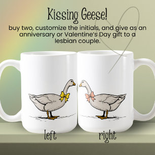 Mug Kissing Goose Initiales personnalisées Couple lesb
