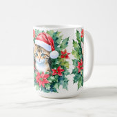 Mug Kitten À Santa Hat Noël Aquarelle Art (Devant droit)