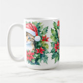 Mug Kitten À Santa Hat Noël Aquarelle Art (Gauche)