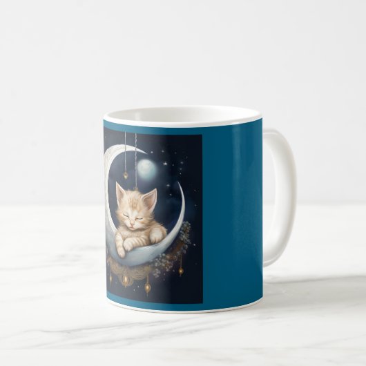 Mug Kitten Asleep Sur L'Objet Crescent Moon (Devant droit)