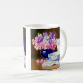 Mug Kitten blanc vintage avec ruban violet (Devant droit)