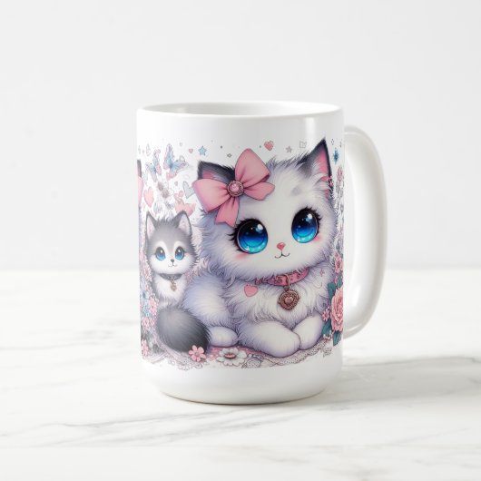 Mug Kitten Cuteness Overload : Chat et chien aux yeux (Devant droit)