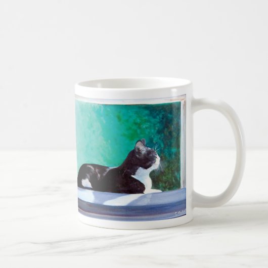 Mug Kitten dans la fenêtre de la peinture à l'huile or (Droite)