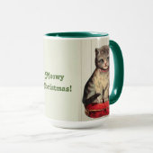Mug Kitten de Noël assis avec un cou rouge (Devant droit)