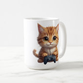 Mug Kitten Holding Game Controller Gamer Cat (Devant droit)