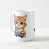 Mug Kitten Holding Game Controller Gamer Cat (Devant gauche)