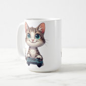 Mug Kitten Holding Game Controller Smiling Gamer Cat (Devant gauche)