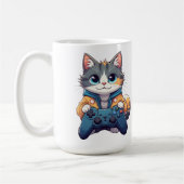 Mug Kitten Holding Game Controller Smiling Gamer Cat (Gauche)