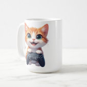 Mug Kitten Holding Game Controller Smiling Gamer Cat I (Devant gauche)
