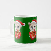 Mug Kitten Noël Père Noël avec cadeau (Devant gauche)