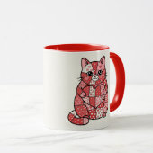 Mug Kitten Patchwork Fantaisiste Tenant un Cœur d'Art (Devant droit)