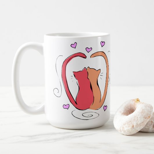 Mug Kitty Cat, Heart Tails J'adore tous les meow-ments (Avec donut)