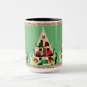 Mug Kitty Christmas Tree Blush Green Custom Holiday (Centre)