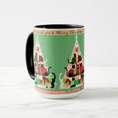 Mug Kitty Christmas Tree Blush Green Custom Holiday (Devant gauche)