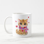 Mug Kitty de la Saint-Valentin à l'aquarelle  (Gauche)