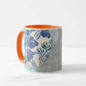 Mug Klassisches Patchworkmuster in Indigo und Türkis (Devant gauche)