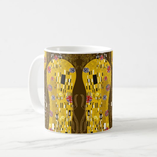 Mug Klimt Inspiré Or Motif Art Nouveau Le Baiser (Devant gauche)
