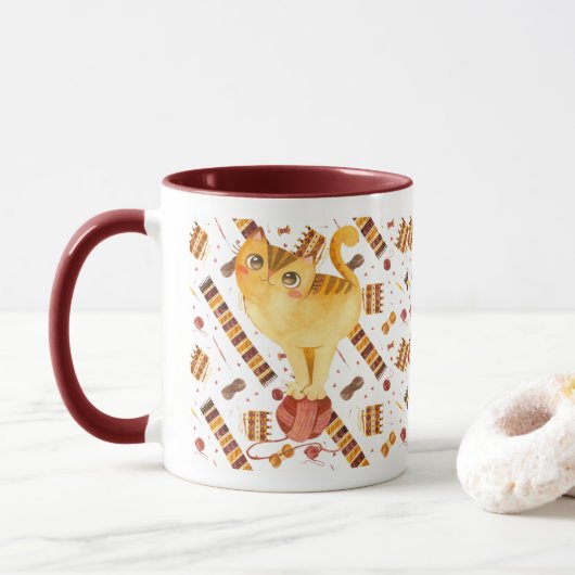Mug Knit de chat mignon (Avec donut)