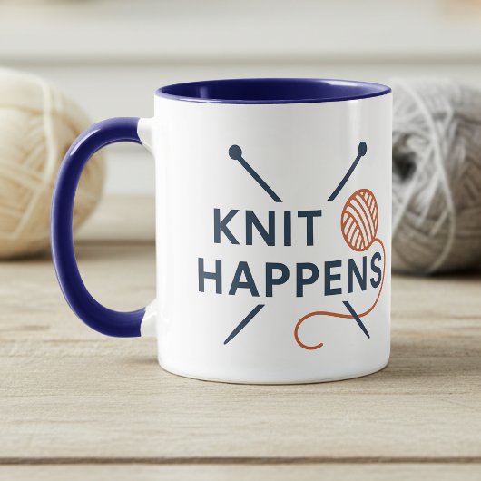 Mug Knit Happens Funny Knitting Pun